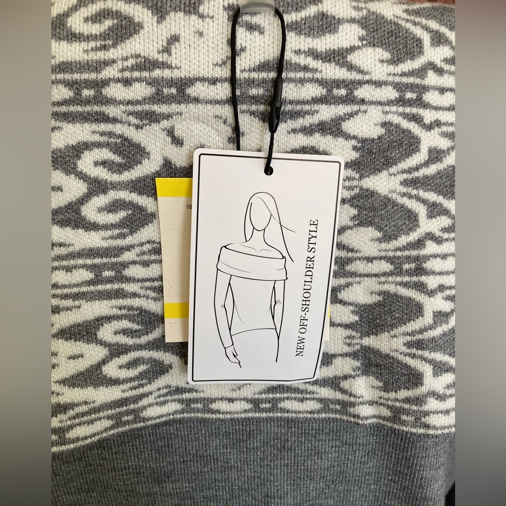 Anne Klein | NWT Women’s Off -Shoulder Style Heather Gray/Ivory Sweater - Picture 5 of 8